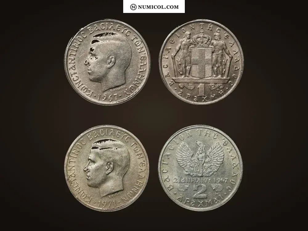Composición representativa de Reino de Greece  -  Casa de Schleswig-Holstein-Sonderburg-Glücksburg  -  Constantino II (1964-1973)