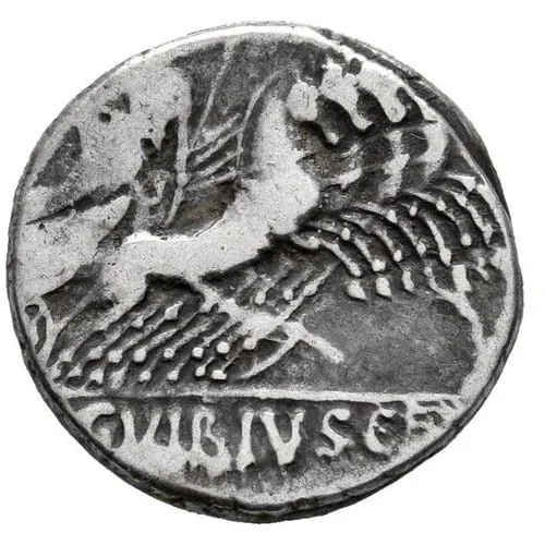 Reverso: Cuadriga o Biga Triunfal al Paso o al Galope (TRIVMPHVS / VICTORIA / COS)