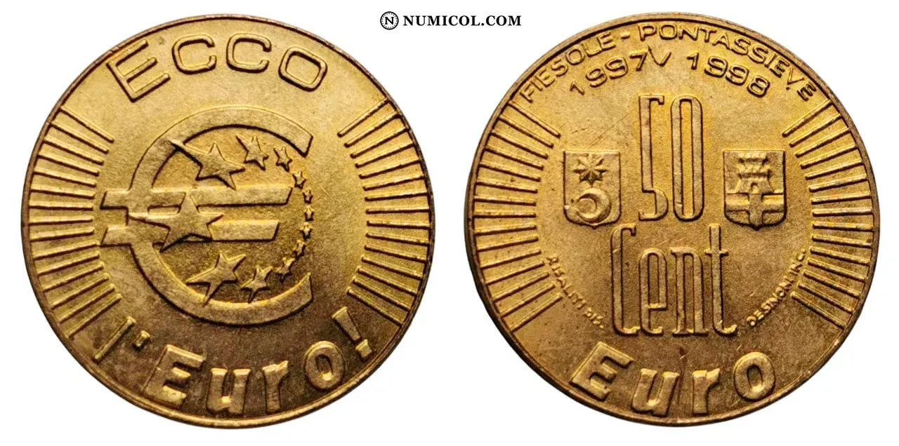 50 Cent Ecco l'Euro Token; Fiesole / Pontassieve - Colección Numismática