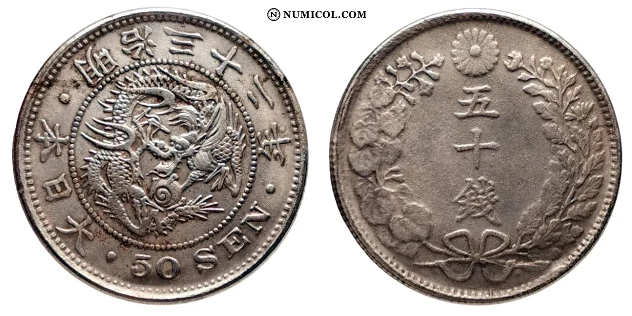 Jeton - 50 sen- Meiji - Colección Numismática