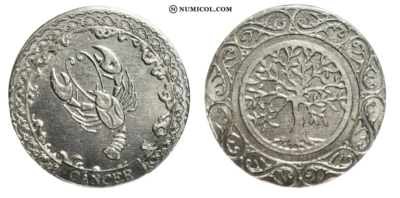 Aluminio: Signo Cancer - Árbol de la vida - Colección Numismática