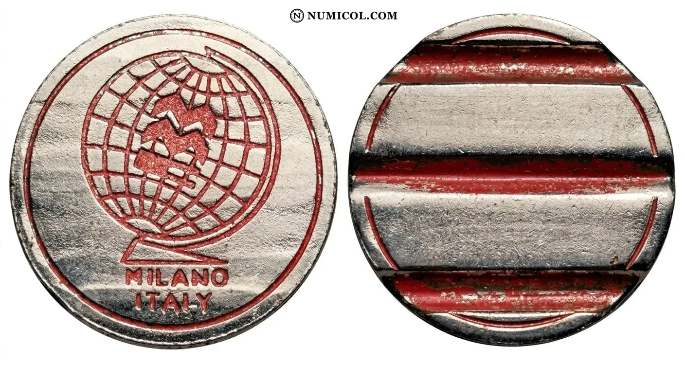 Token - MMC Milano Italy 3 Spaced Grooves - Large - Red - Colección Numismática