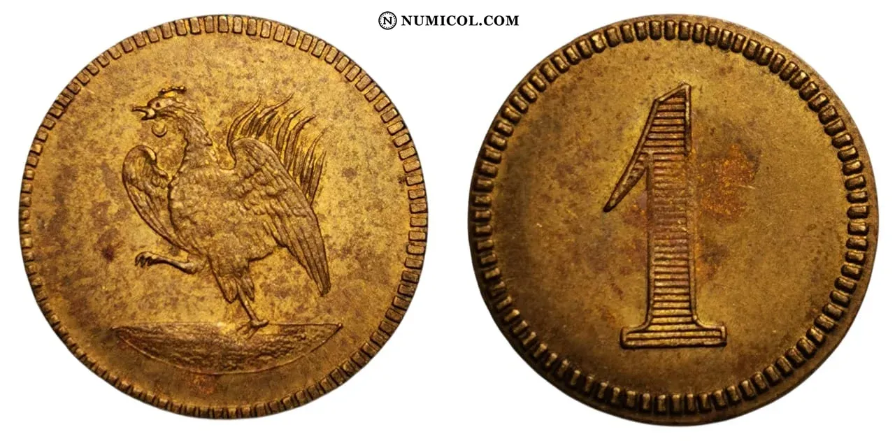 1 - Gallo con pata levantada - Colección Numismática