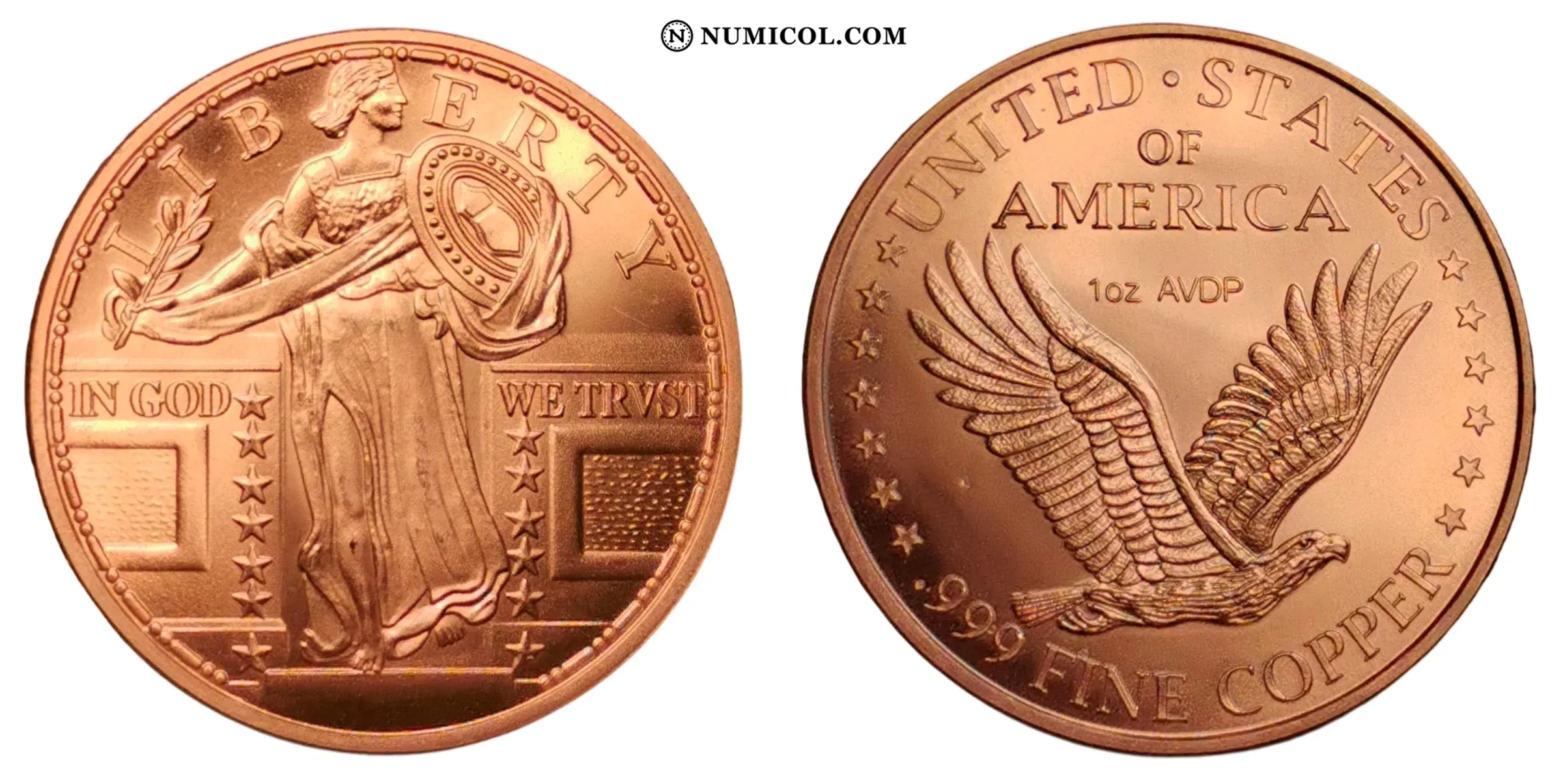 1 Onza de Cobre Standing Liberty / Aguila Calva - Colección Numismática