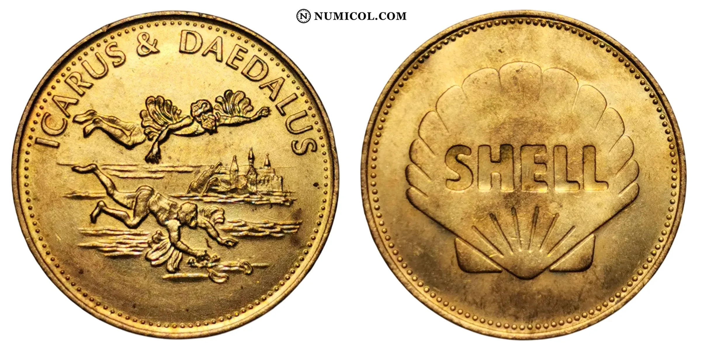 Shell Token - Man in Flight - Icarus and Daedalus (1/20) - Colección Numismática