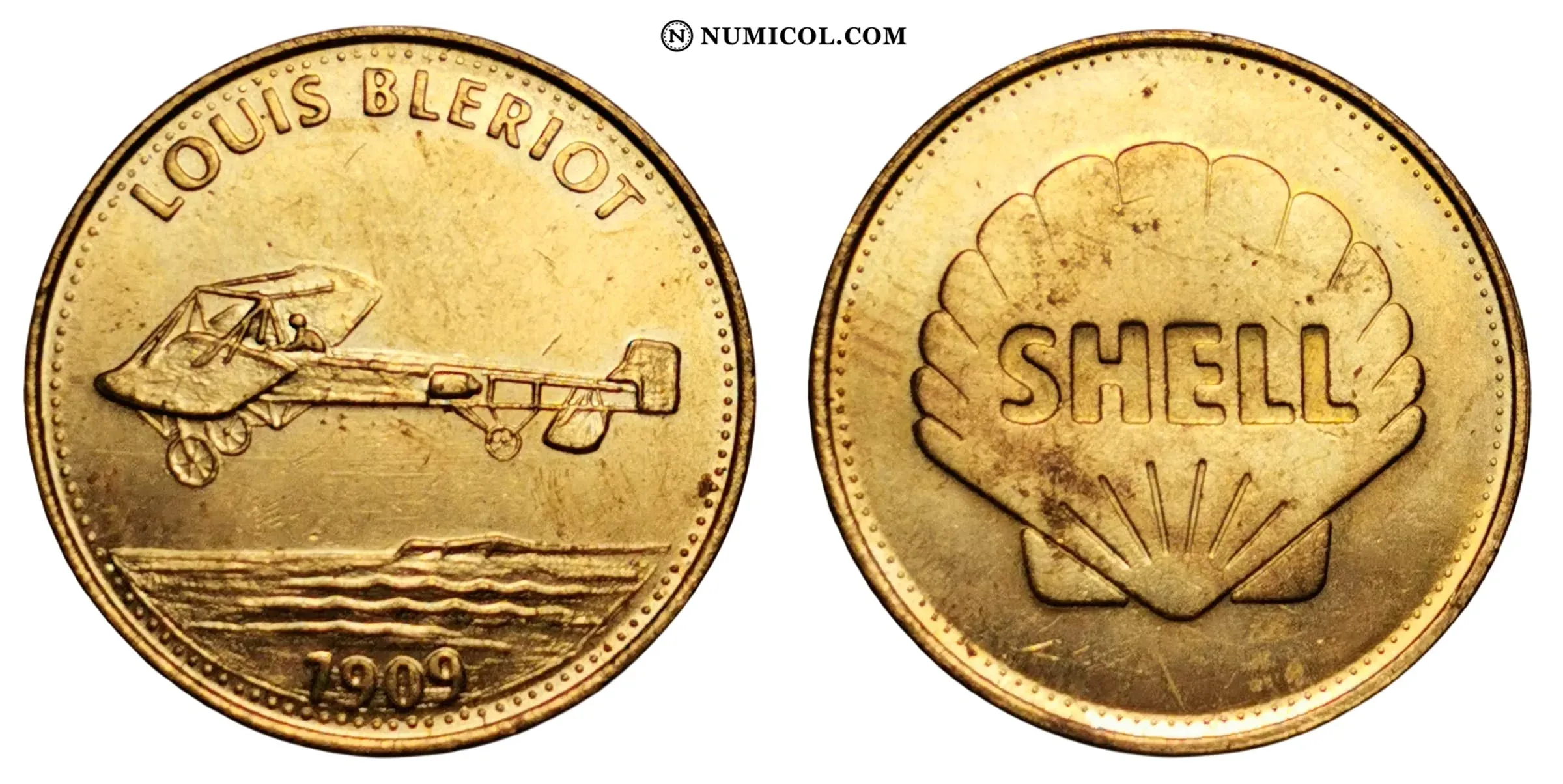 Shell Token - Man in Flight - Louis Blériot (7/20) - Colección Numismática