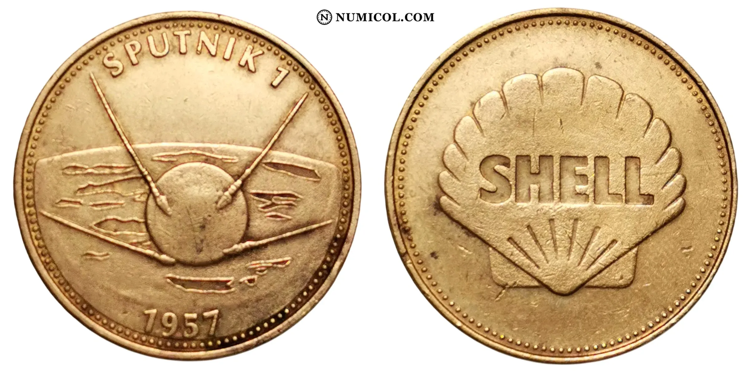 Shell Token - Man in Flight - Sputnik 1 (13/20) - Colección Numismática