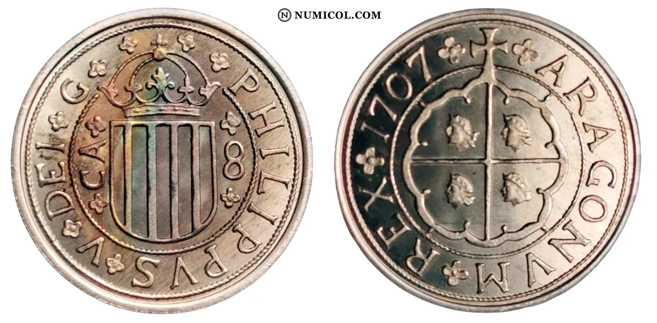 Col. Arras Heraldo CD 2 - VIII OCHO REALES DE FELIPE V - Colección Numismática