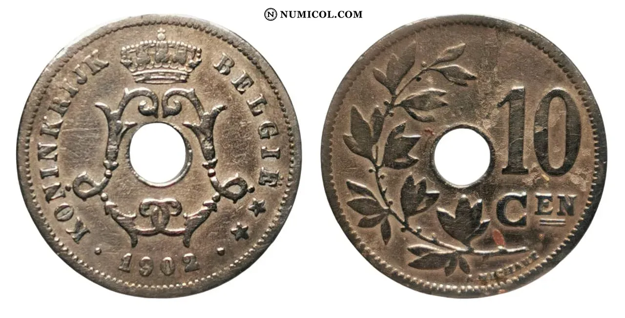 10 Centimes - Léopold II (Dutch text - Small date)
