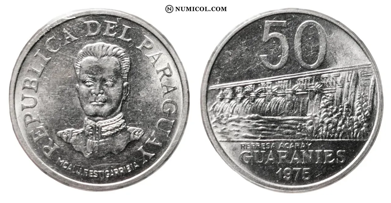Moneda 50 Guaraníes (Date on reverse)