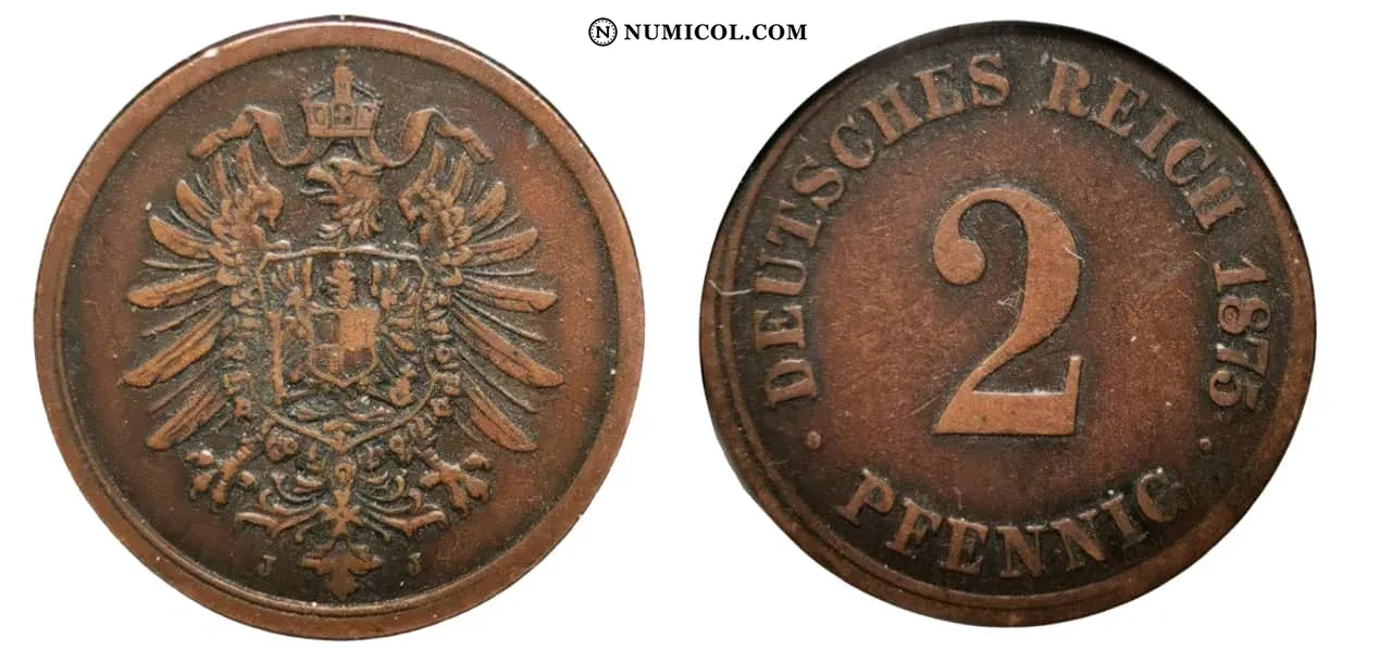2 Pfennigs (type 1 - large shield)