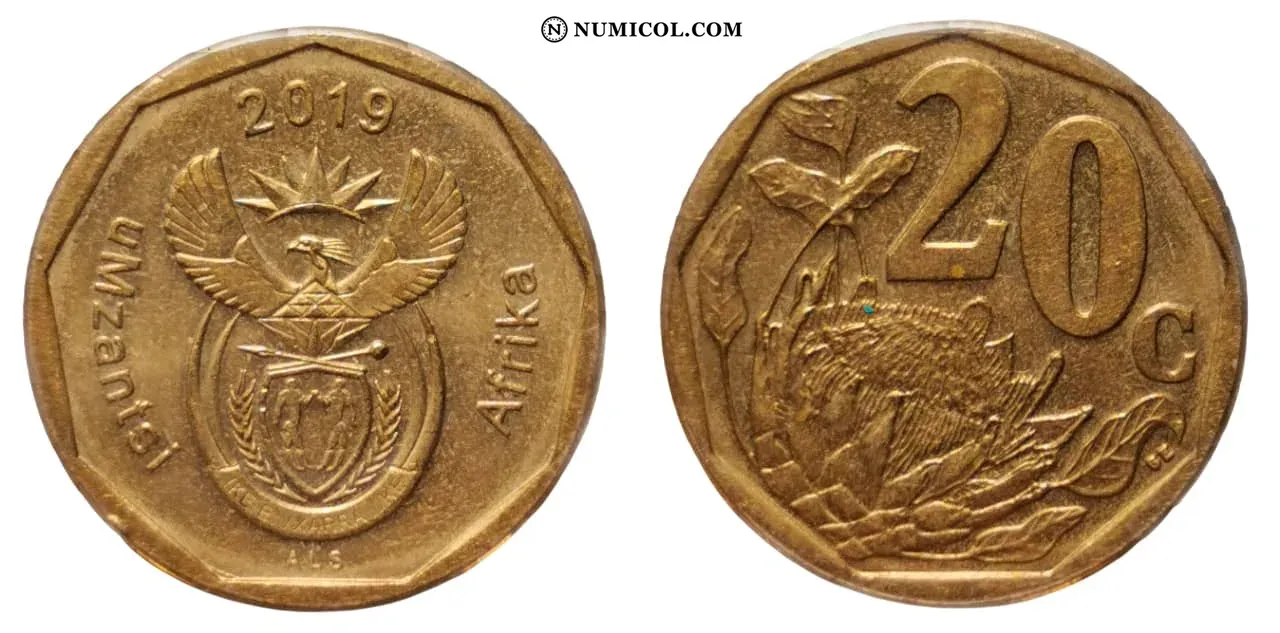 Moneda 20 Cents (uMzantsi Afrika) año 2019