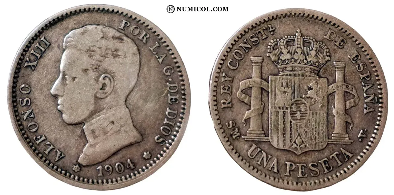 1 Peseta - Alfonso XIII (4th portrait)