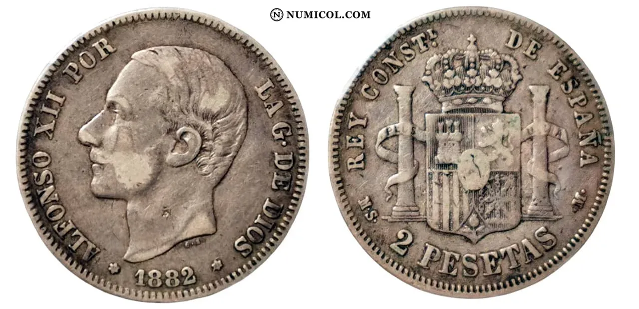 2 Pesetas - Alfonso XII