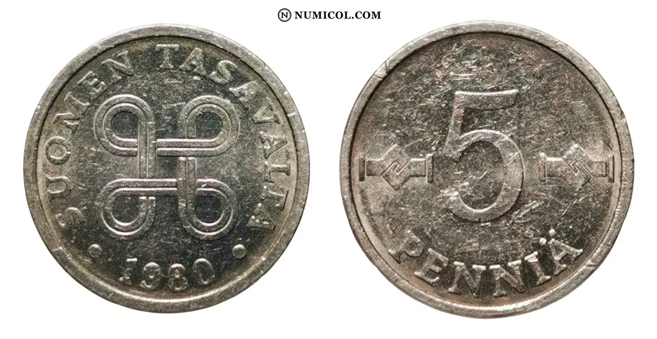 Moneda 5 Pennia año 1980