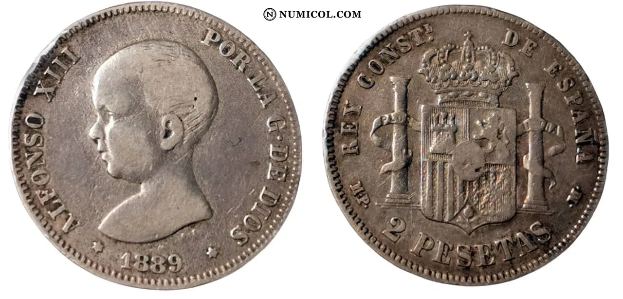 2 Pesetas - Alfonso XIII (1st portrait)