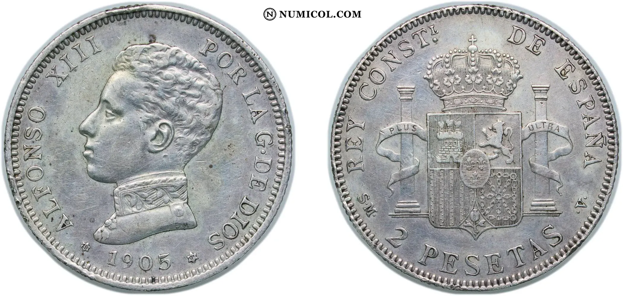 2 Pesetas - Alfonso XIII (4th portrait)