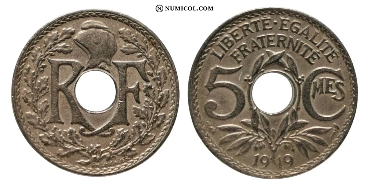 Moneda 5 Centimes año 1919