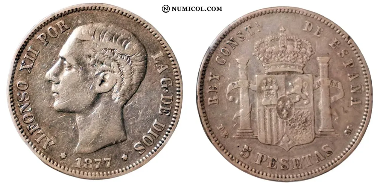 5 Pesetas - Alfonso XII (2nd portrait)