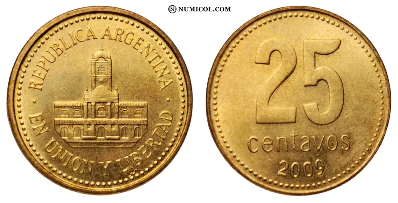 Moneda 25 Centavos año 2009