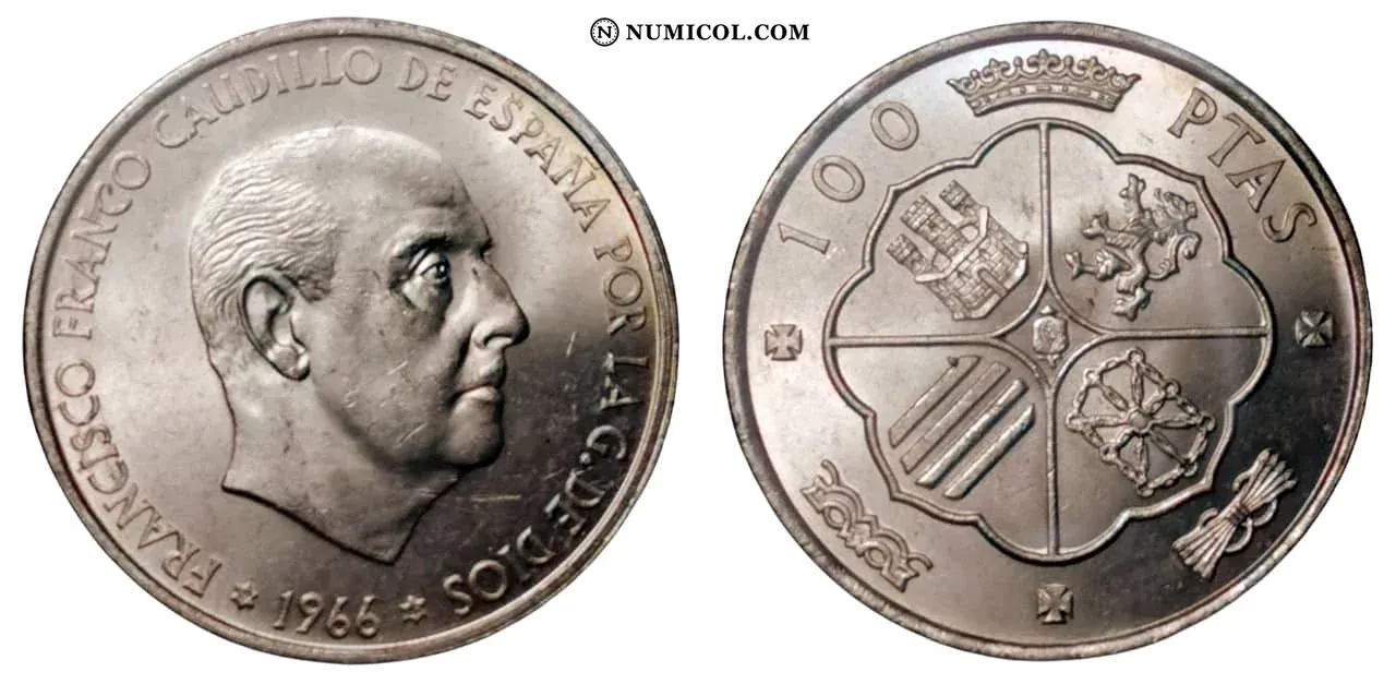 Moneda 100 Pesetas - Francisco Franco año 1966