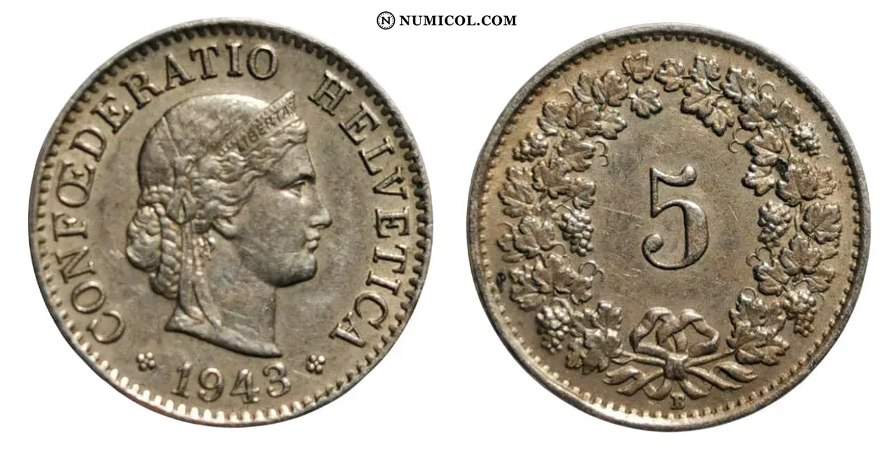 5 Rappen (Libertas; copper-nickel)