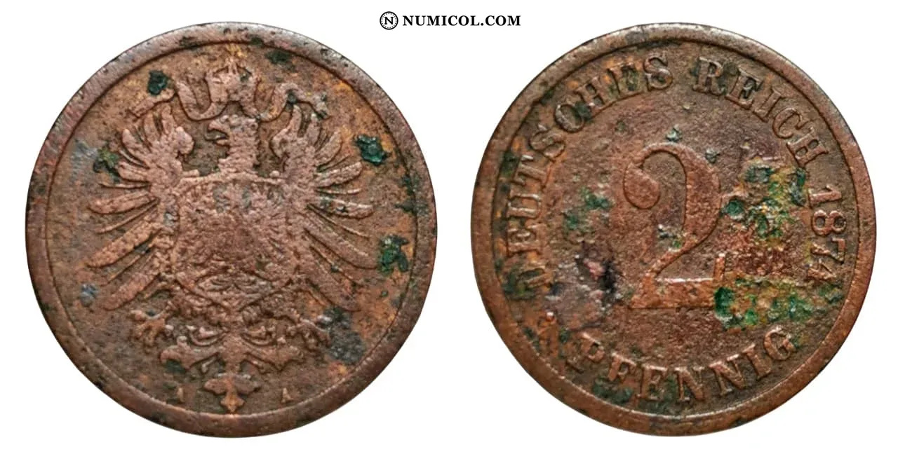 2 Pfennigs (type 1 - large shield)