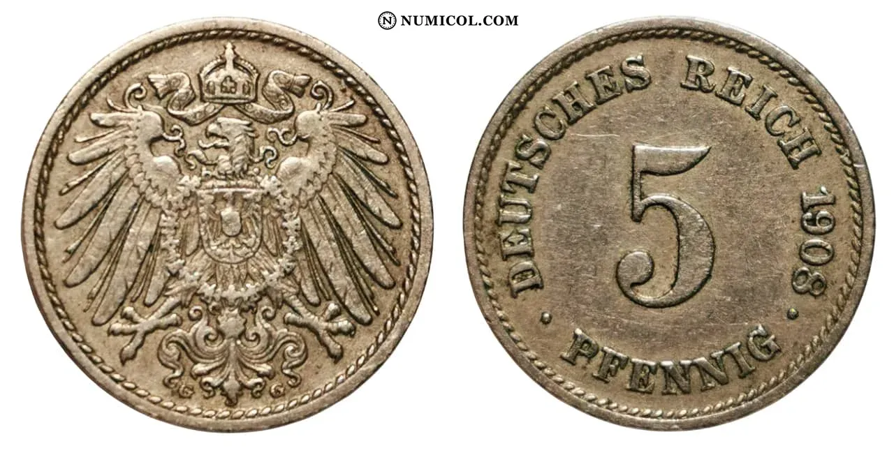 5 Pfennigs - Wilhelm II (type 2 - small shield)