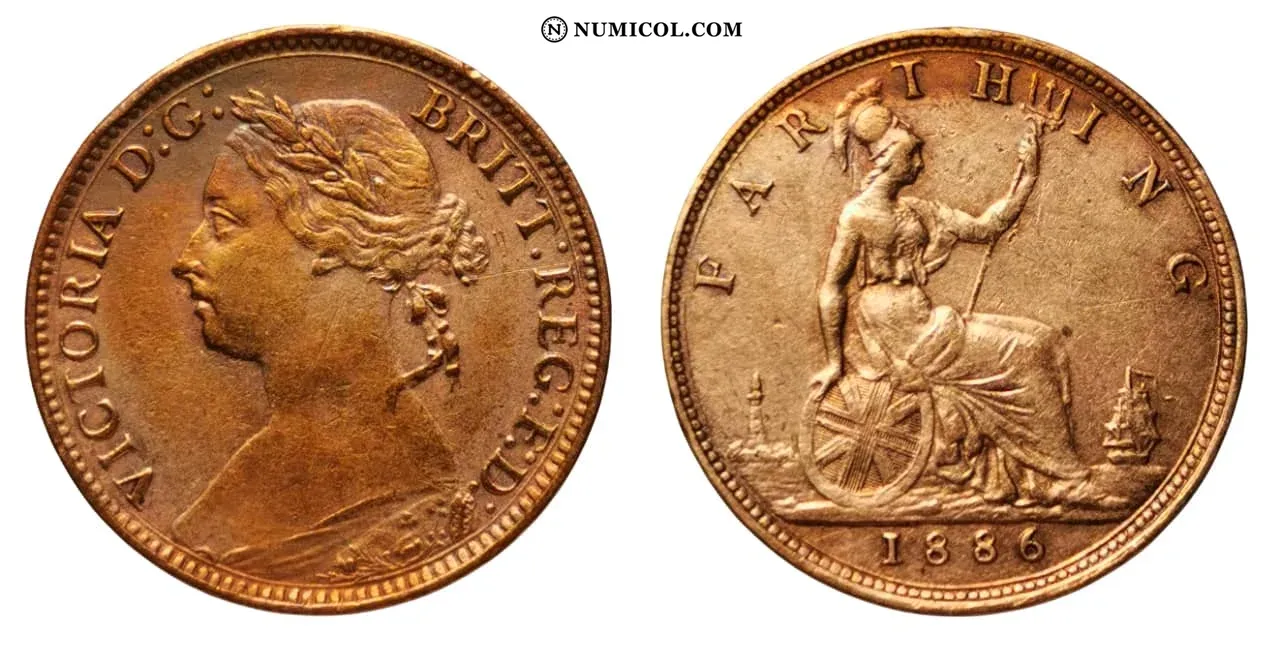 1 Farthing - Victoria (2.º retrato; 1st type)