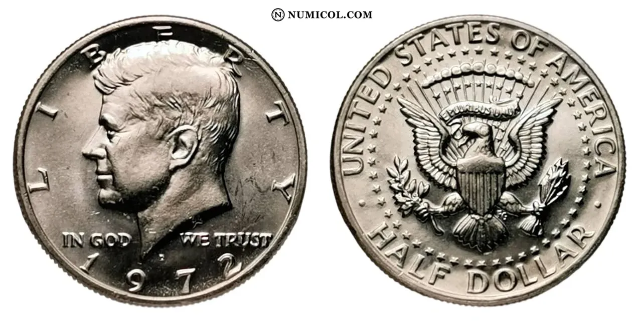 Moneda ½ Dólar "Kennedy Medio Dólar" año 1972