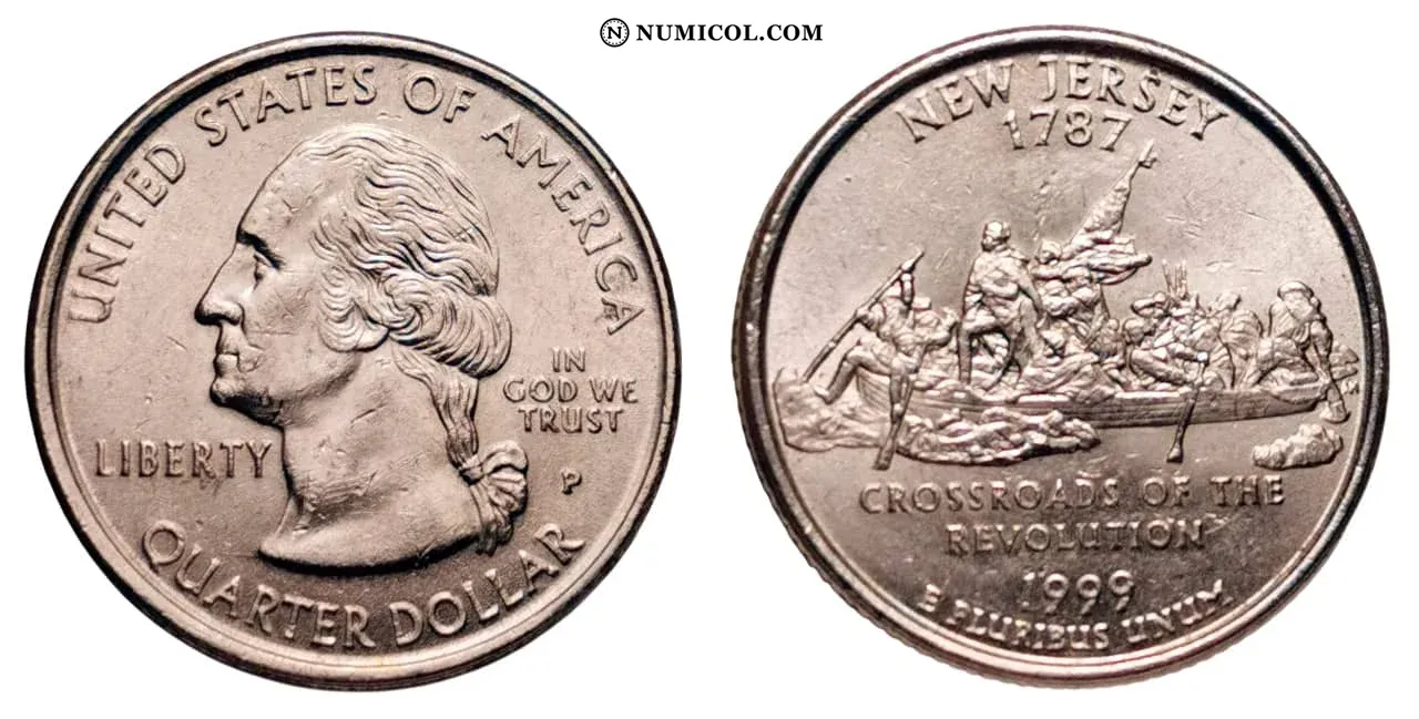 Moneda ¼ Dólar "Washington Quarter" (New Jersey) año 1999