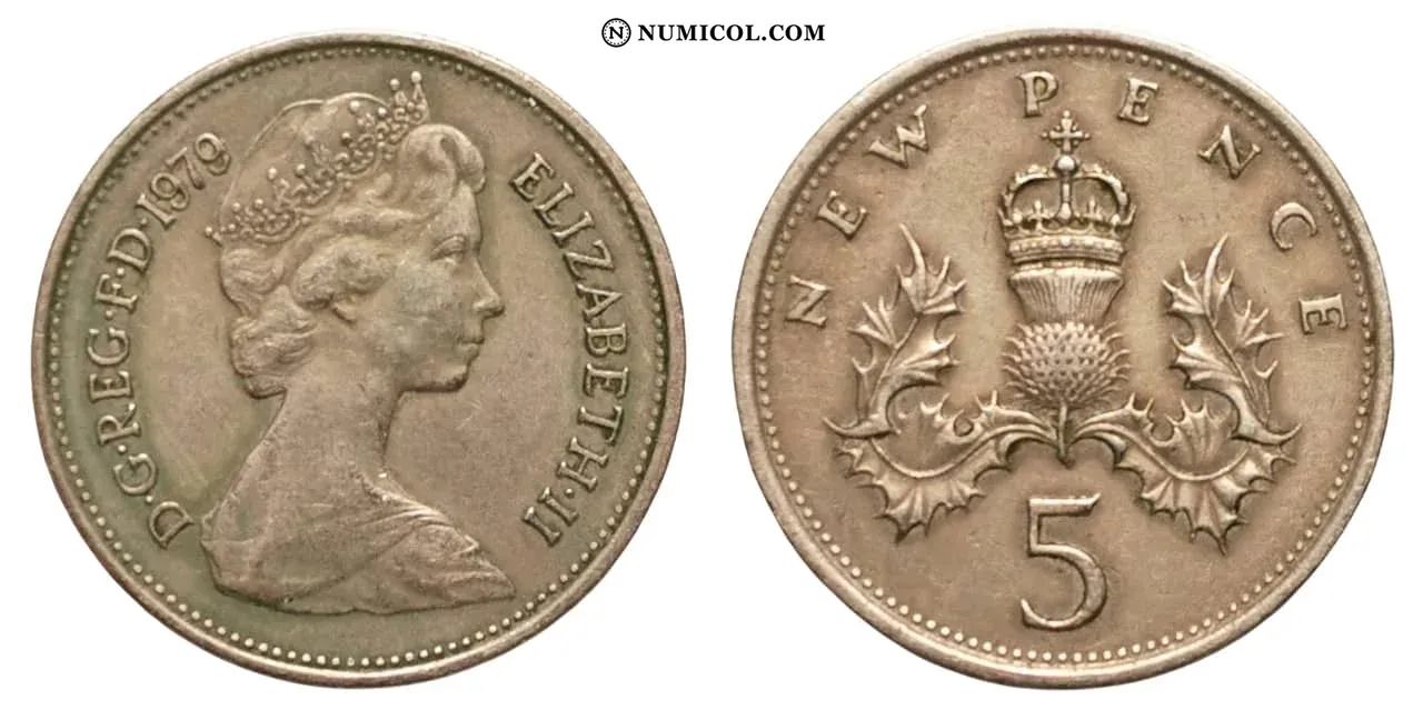 5 New Peniques - Isabel II (2.º retrato)
