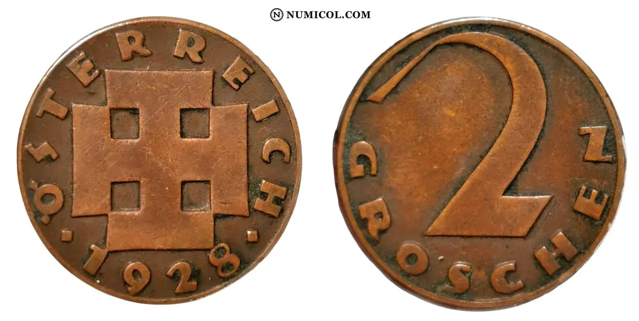 Moneda 2 Groschen año 1928