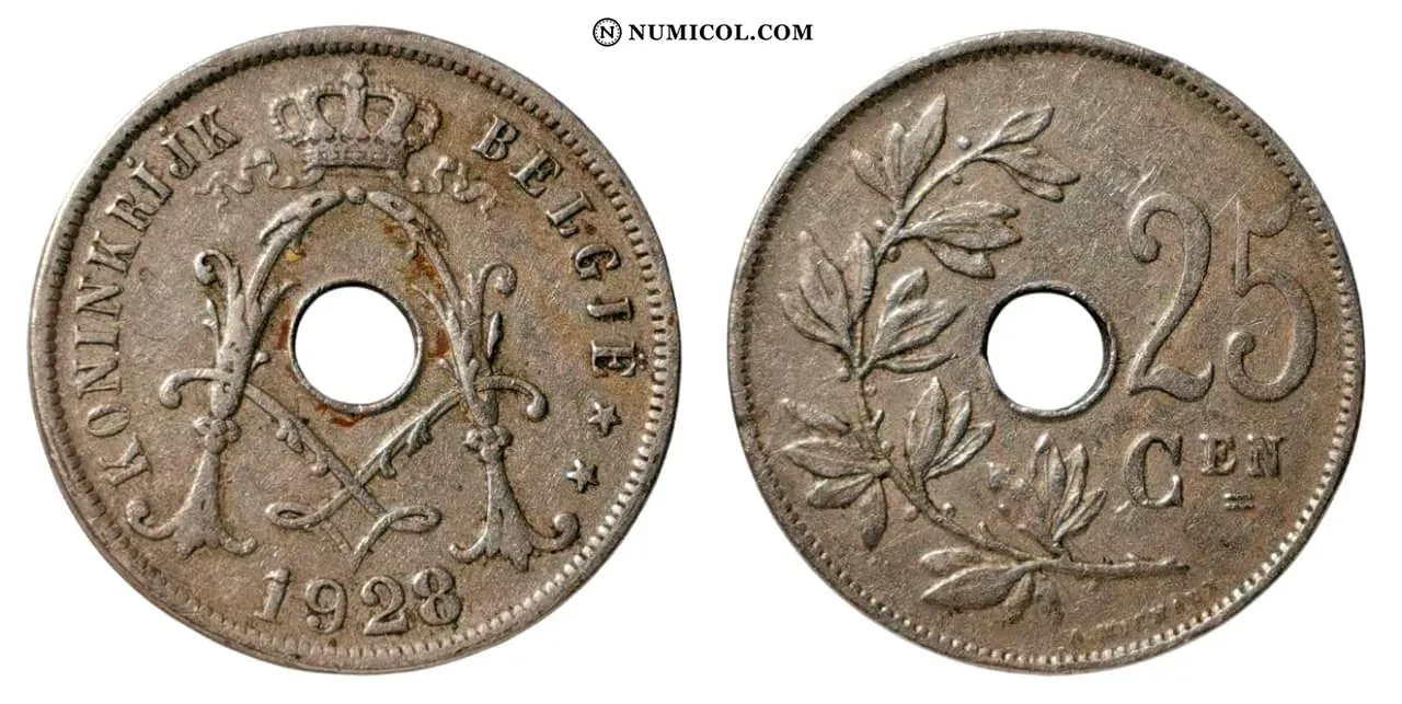 25 Centimes - Albert I (Dutch text)