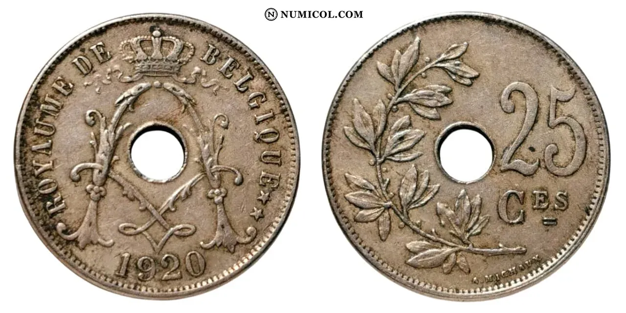 25 Centimes - Albert I (French text)