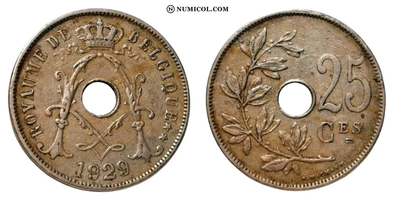 25 Centimes - Albert I (French text)