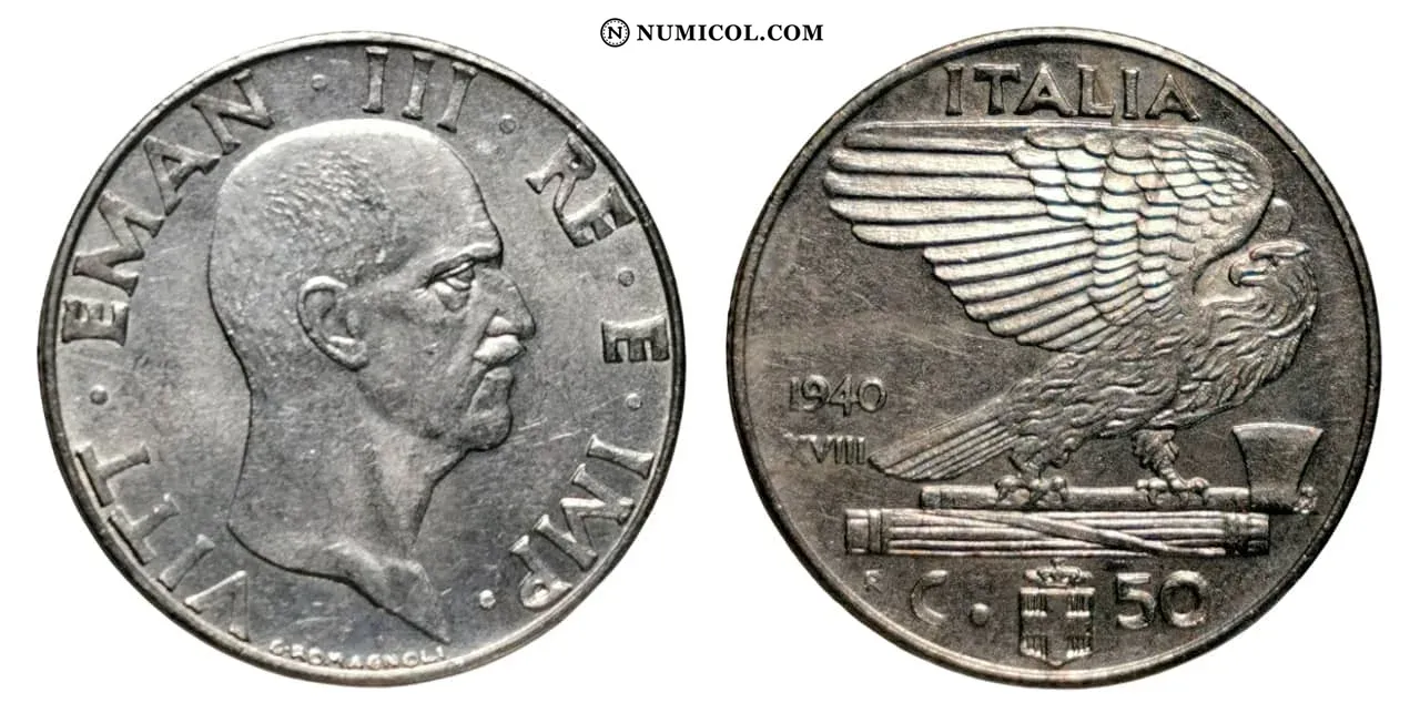 50 Centesimi - Victor Emmanuel III (magnetic)