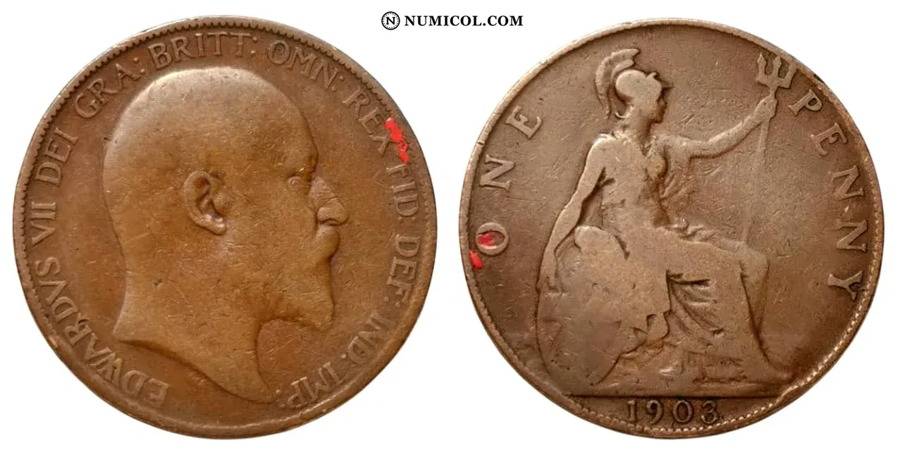 Moneda 1 Penique - Eduardo VII año 1903