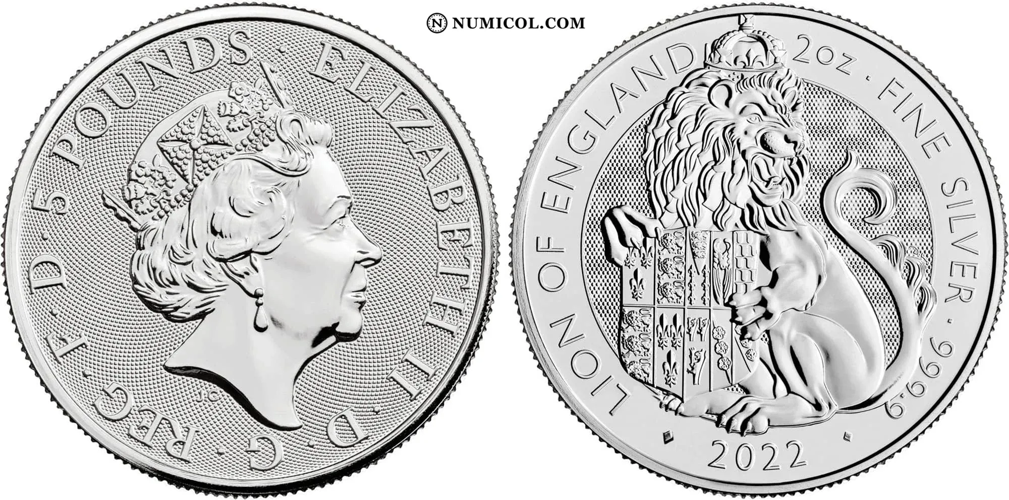 5 Pounds - Elizabeth II (Lion of England; 2 oz Fine Silver) Tudor Beasts