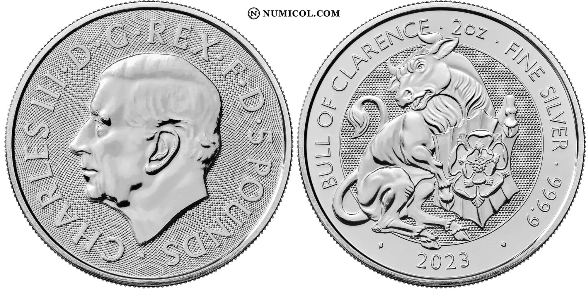 5 Pounds - Charles III (Bull of Clarence; 2oz Fine Silver)