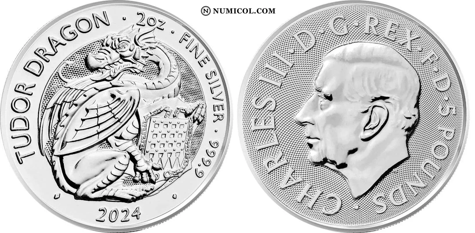 5 Libras - Carlos III (Tudor Dragon; Silver Proof)