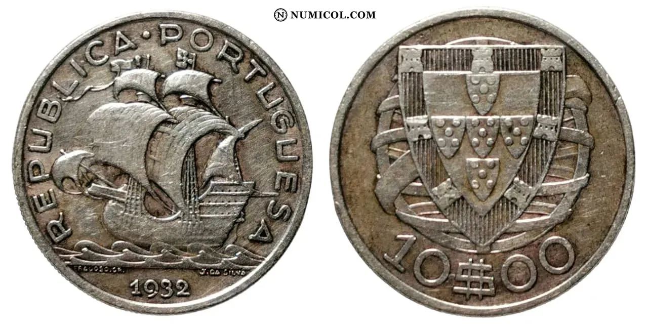 Moneda 10 Escudos año 1932