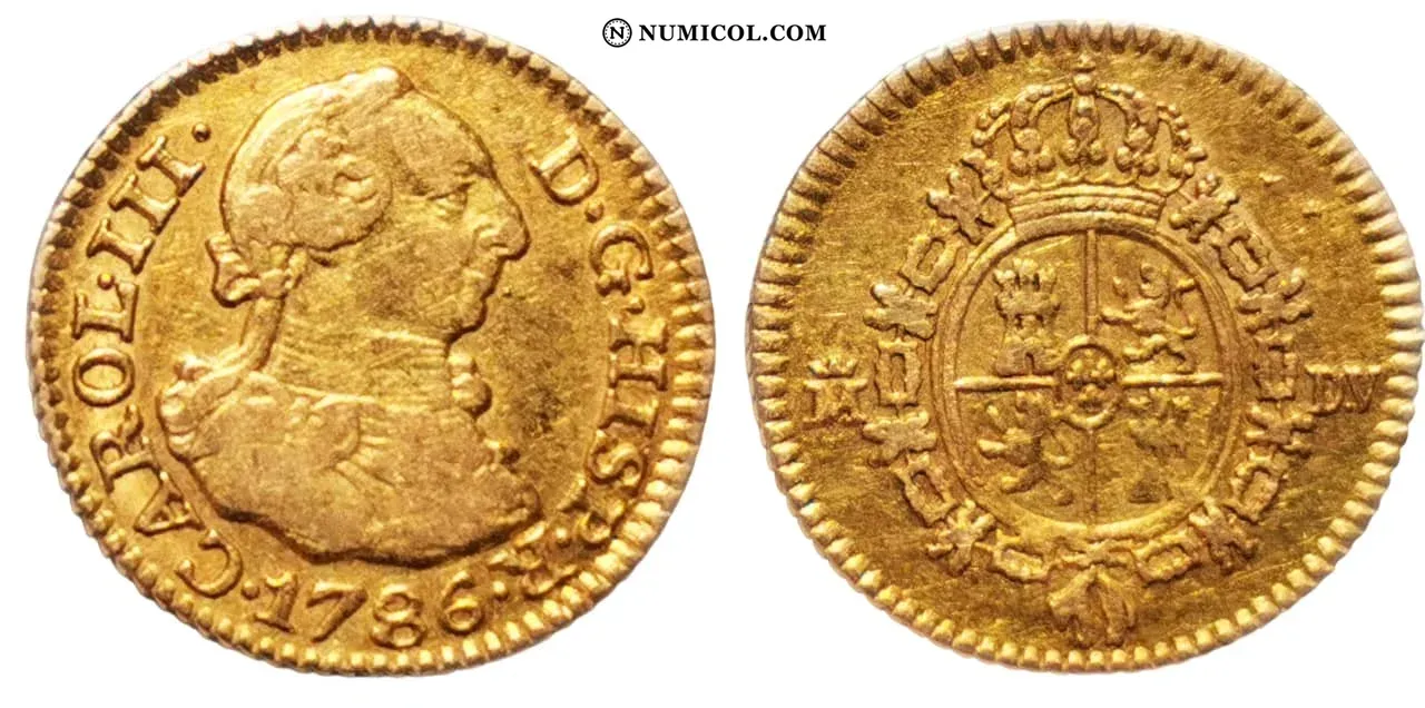 Moneda ½ Escudo - Carlos III 3rd type año 1786