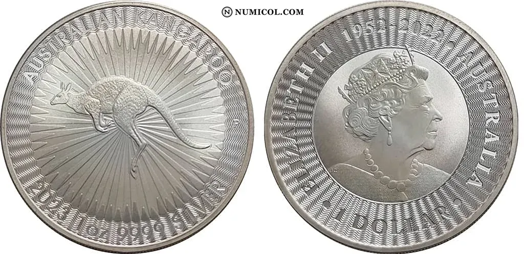 1 Dollar (In the name of Elizabeth II; 6th Portrait - Australian Kangaroo - Bullion Coin)