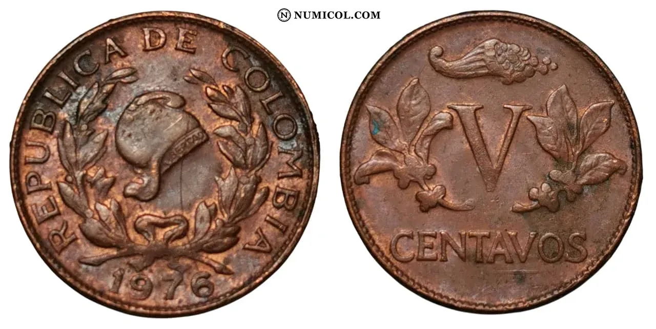 Moneda 5 Centavos año 1976