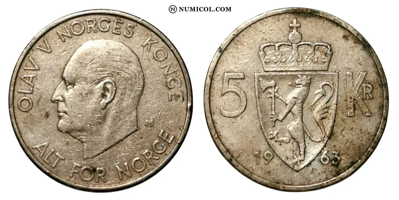 5 Kroner - Olav V (Type 1)