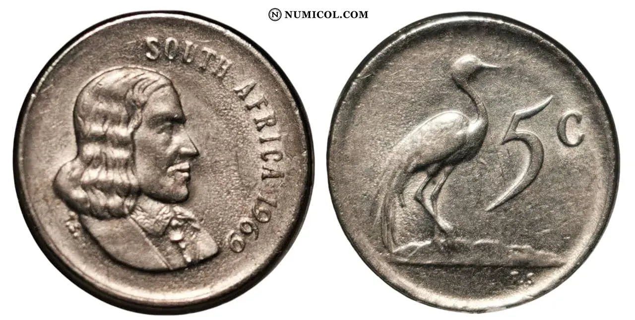 Moneda 5 Cents (Leyenda en inglés - SOUTH AFRICA)