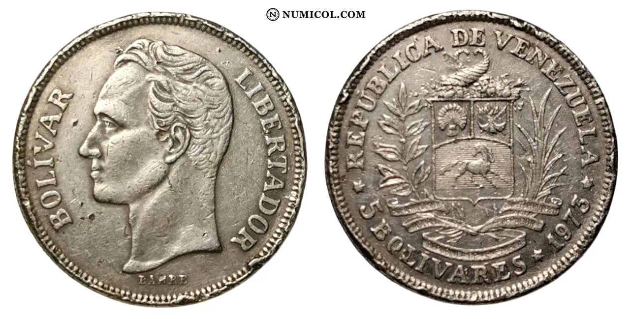 Moneda 5 Bolívares año 1973