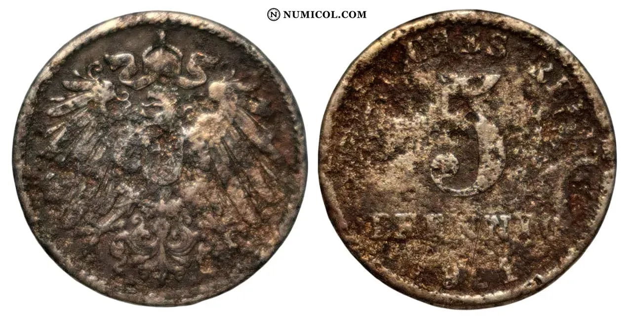 5 Pfennigs - Wilhelm II (type 2 - small shield)