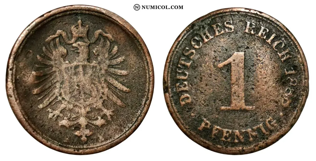 Moneda 1 Pfennig - Guillermo I (type 1 - large shield)